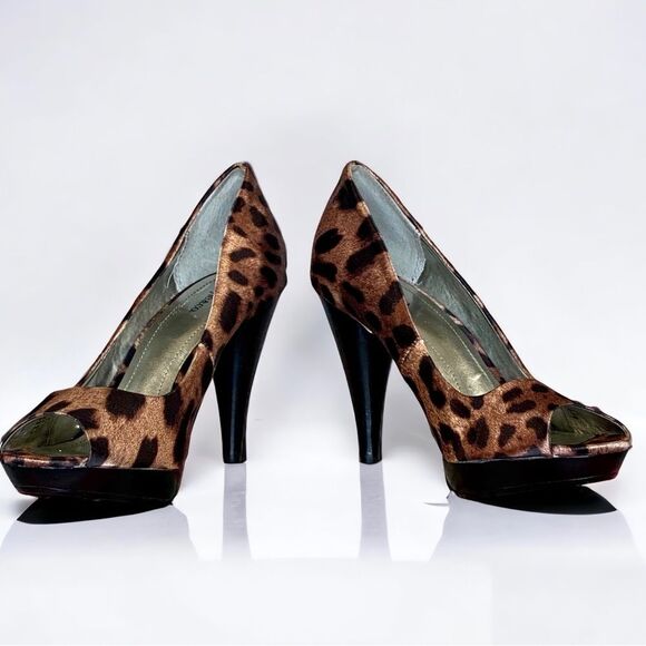 Style & Co Leopard Print Peep Toe Heels Celine Size 6 - Picture 1 of 8